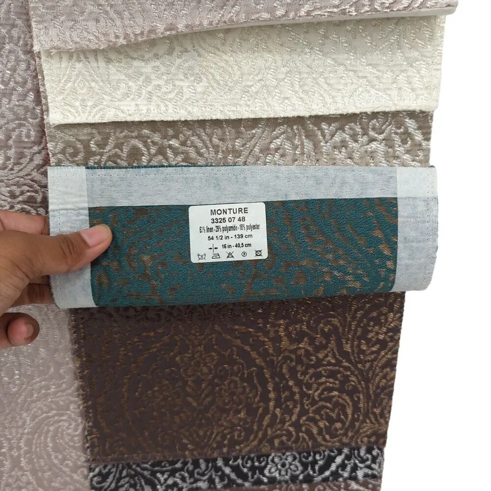 CASAMANCE Monture Sample Book Fabric 12 Swatches Silver Damask Metallic 33 x 27